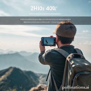 A person hiking on a mountain taking a photo with an HONOR 400 smartphone, zooming in on a distant bird using AI Super Zoom. The image should convey precision and clear detail from afar.