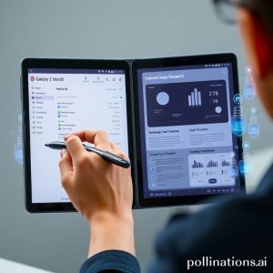 A person using the Samsung Galaxy Z Fold7 in its unfolded tablet mode, actively using the S Pen to interact with a