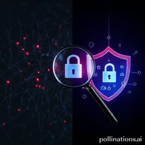 A split image. On one side, a dark, complex network graph with subtle red alert indicators, representing the 