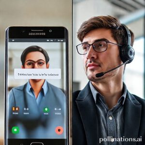 A split screen image. On the left side, a close-up of the Samsung Galaxy Z Flip7's screen showing a video call in progress with real-time translation (text overlay appearing as if translated by Gemini Live). On the right side, a person (male, late 20s, smart casual) wearing a headset, looking engaged in the call, emphasizing seamless international business communication.