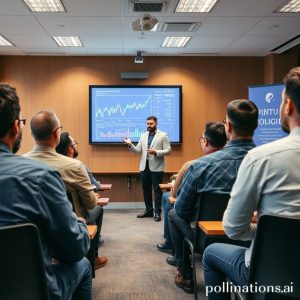 An engaging image showing a classroom setting with diverse professionals (JULO employees) attentively listening to a speaker from PINTU, who is presenting on a screen displaying crypto charts and icons. There's a subtle branding of PINTU and JULO in the background or on banners.</p>
<p>“><br /> Pendidikan yang tepat dapat mengubah ketidakpastian menjadi kesempatan, dan membantu individu menavigasi pasar yang bergejolak dengan lebih baik.</p>
<h2><span class=