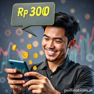 An enthusiastic young man looking at a smartphone with crypto charts and coins, an 