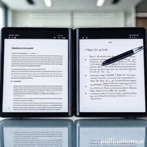 Close-up of the Samsung Galaxy Z Fold7 unfolded, displaying two distinct AI interfaces on its large screen. One side shows