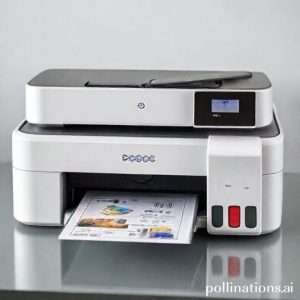 Close-up printer Epson EcoTank terbaru yang sedang mencetak dokumen dengan kualitas tinggi.
