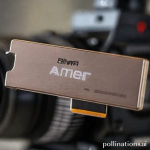 Close-up shot of the Biwin Amber CB500 CFexpress Type B card, showcasing its sleek design and 