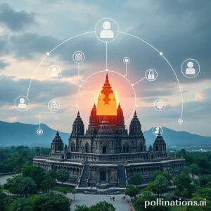 Digitalisasi Kota Pintar Nusantara dengan lapisan keamanan identitas CyberArk, menampilkan gedung-gedung modern terhubung dengan ikon data dan identitas yang dilindungi.