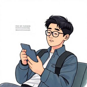 Ilustrasi seseorang yang sedang menggunakan Galaxy Z Fold7 untuk mencatat dengan Note Assist, dengan fitur transkripsi otomatis dan ringkasan yang ditampilkan pada layar.