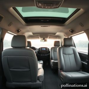 Interior kabin belakang Toyota Voxy bekas, menampilkan captain seat yang nyaman dengan ruang kaki yang lapang, layar hiburan di plafon, dan pencahayaan ambient yang hangat, cocok untuk keluarga yang mencari kenyamanan premium.
