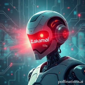 Sebuah ilustrasi futuristik yang menunjukkan berbagai ancaman siber yang direpresentasikan oleh robot atau agen AI dengan mata merah yang menyerang sebuah benteng digital yang kokoh. Di dalam benteng, terlihat perisai dengan logo Akamai dan teks 