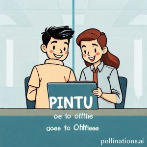 Sebuah ilustrasi yang menunjukkan logo PINTU dan JULO bersanding, dengan latar belakang orang-orang dalam lingkungan kantor yang sedang berdiskusi tentang laptop dan tablet yang menampilkan grafik keuangan. Di tengah terdapat tulisan 