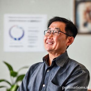 Seorang pebisnis yang tersenyum sambil melihat grafik yang menunjukkan penghematan biaya berkat penggunaan printer EcoTank Epson.